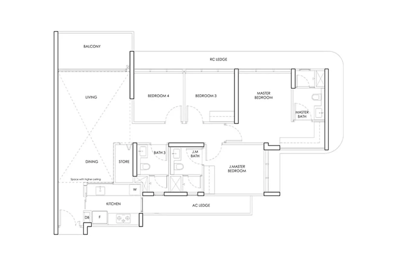 Dorset Gardens Residences 4-Bedroom floor plan — indicative layout template, not the developer's confirmed plate