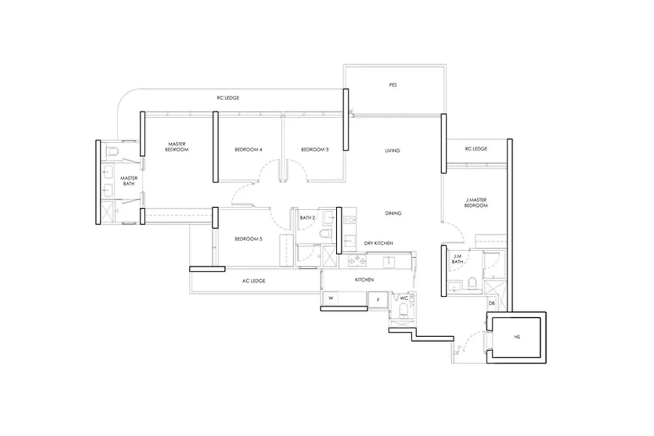 Dorset Gardens Residences 5-Bedroom floor plan — indicative layout template, not the developer's confirmed plate
