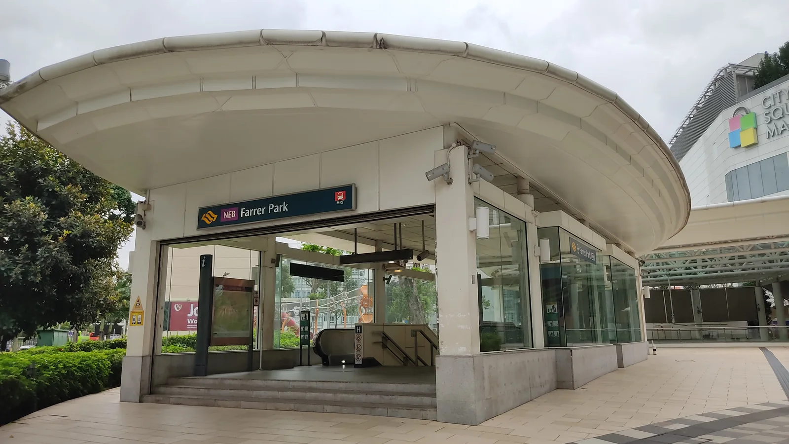 Farrer Park MRT station NE8 entrance on the North East Line, the home station for Dorset Residences, with City Square Mall directly adjoining